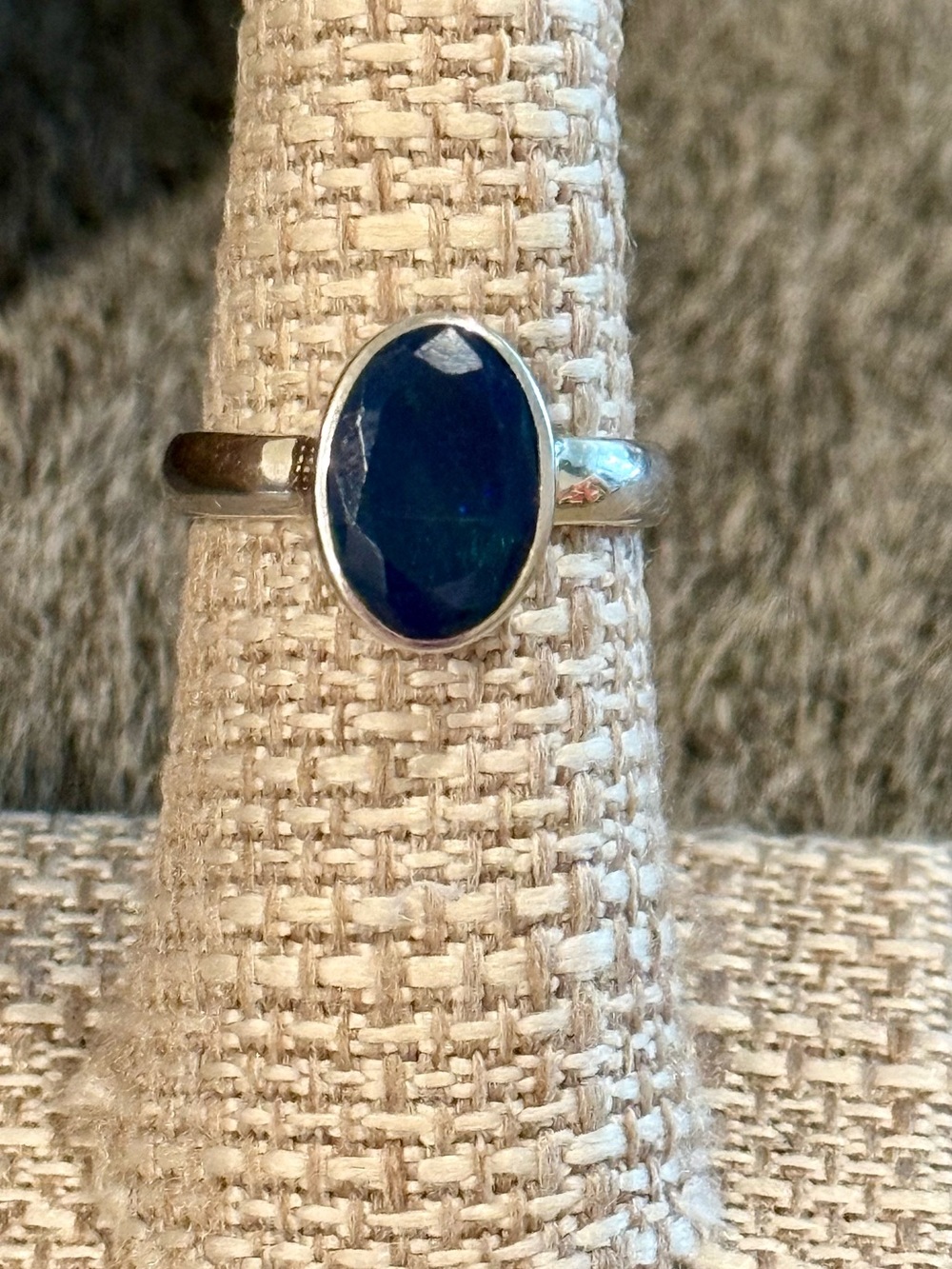 Black Ethiopian opal ring